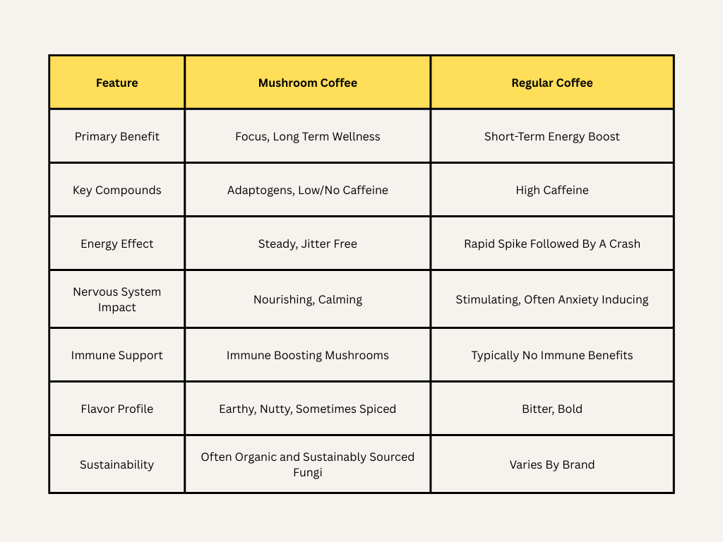 functional mushroom coffee vs regular coffee